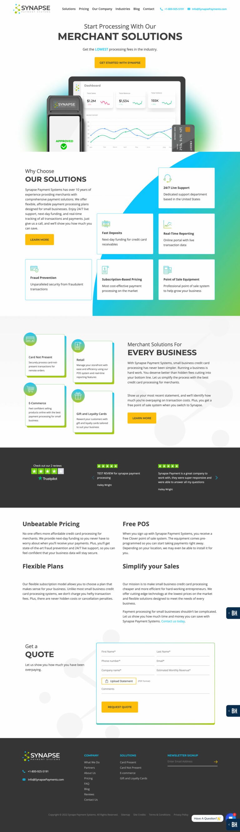 Homepage for Synapse Payments