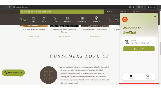 We Olive Live Chat integration
