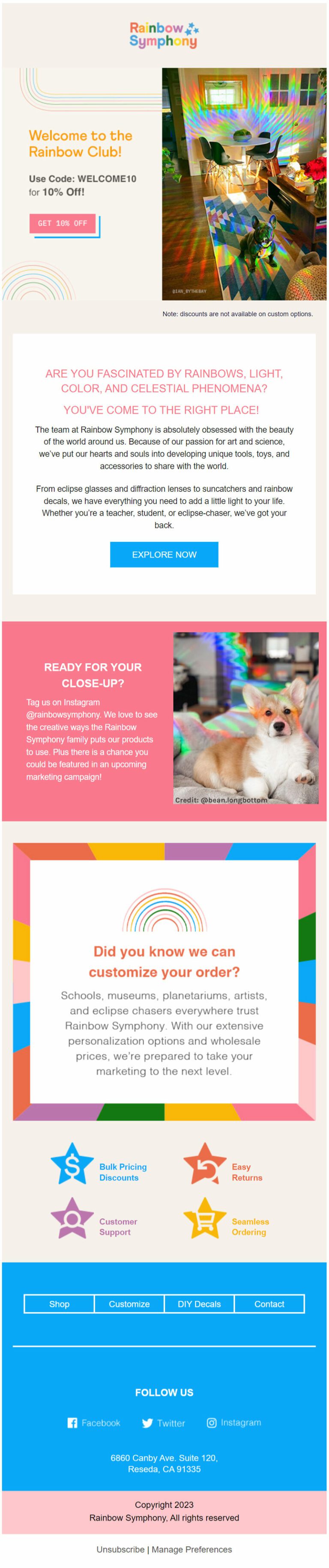 Get 10% off purchase Welcome Email