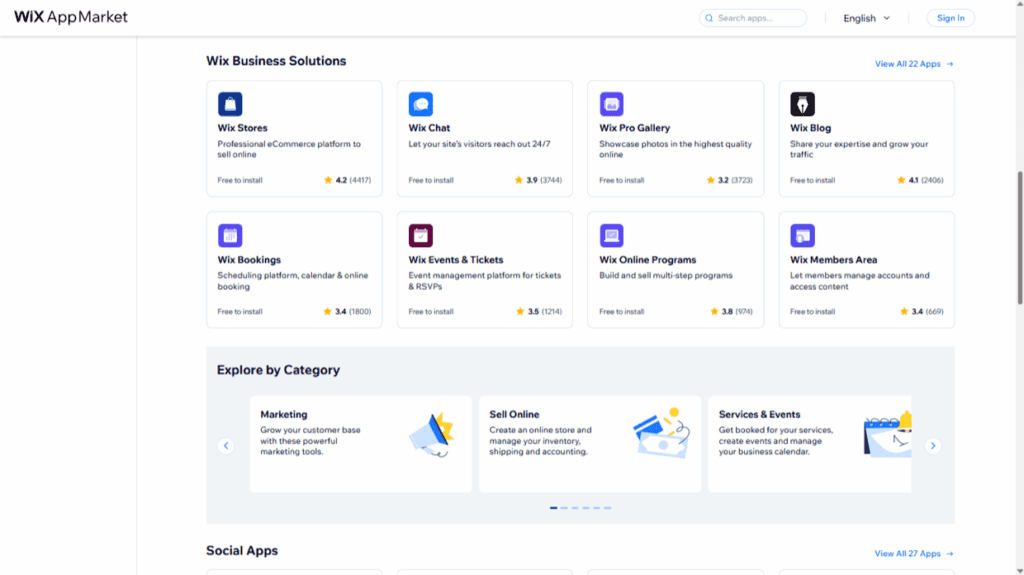 Wix App Market screenshot