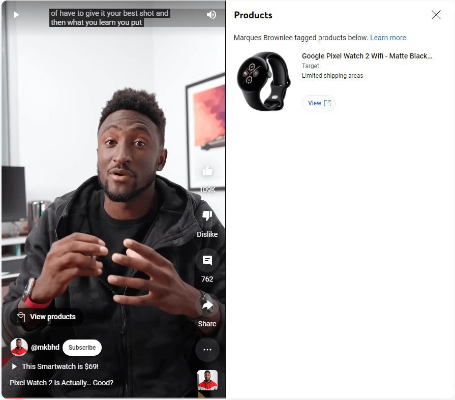 an ad on a YouTube short