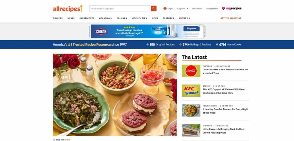 Clorox display ad on Allrecipes homepage