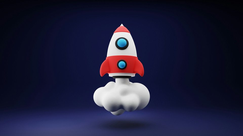 Animated rocket taking off