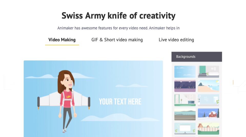 animated woman with Animaker features