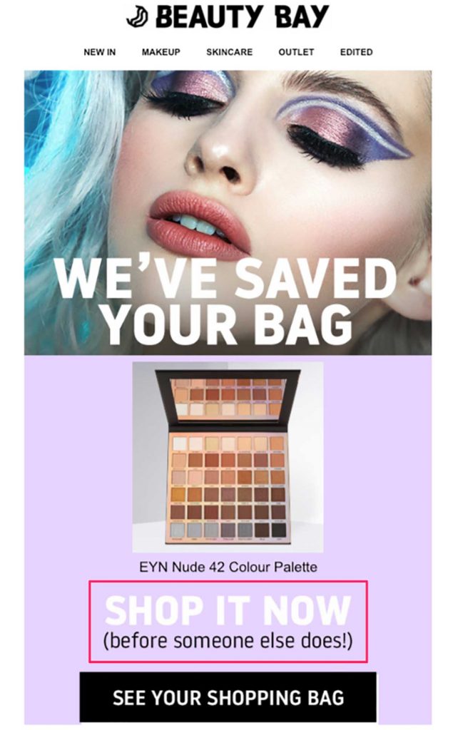 Away abandoned cart email example