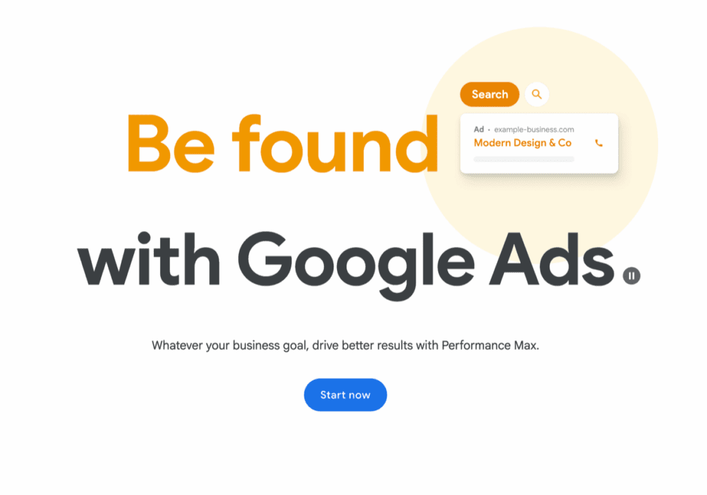 Banner describing discoverability with Google Ads