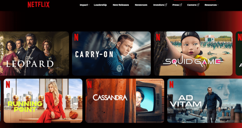 Banner highlighting popular Netflix shows