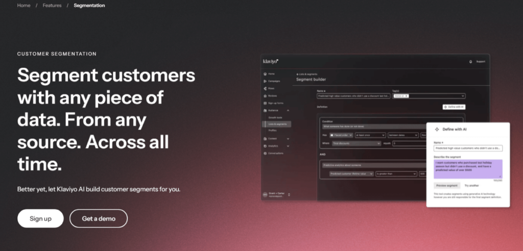 Banner highlighting customer segmentation for email campaigns