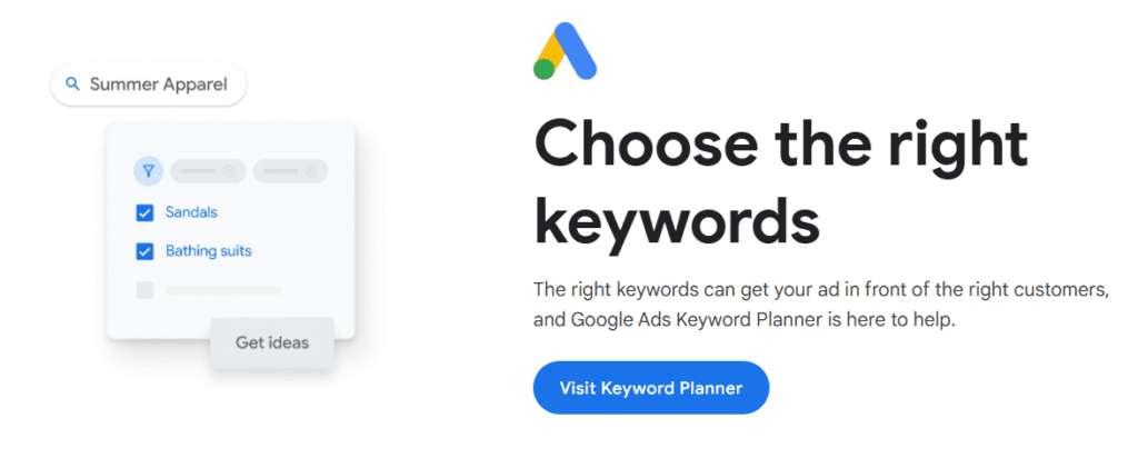 Banner for Google’s Keyword Planner