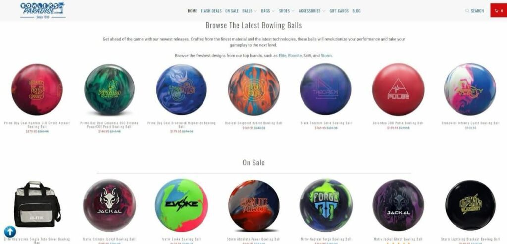 The homepage for BowlersParadise.com