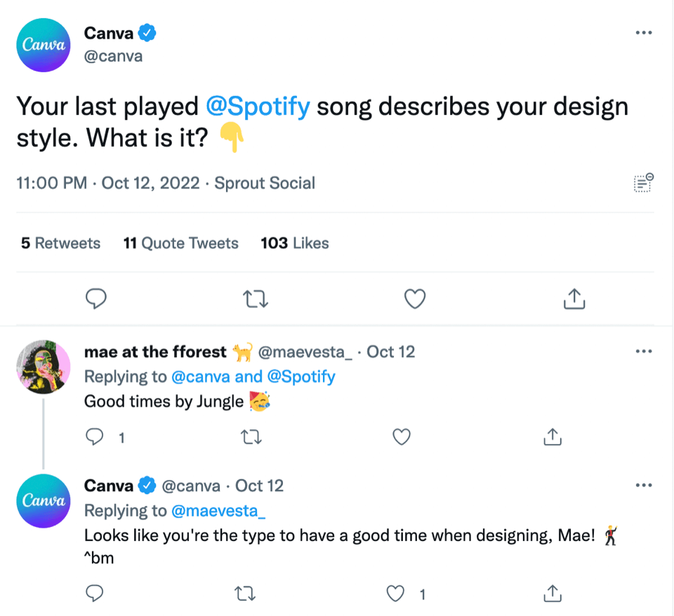 Canva tweet an example of social media marketing for business
