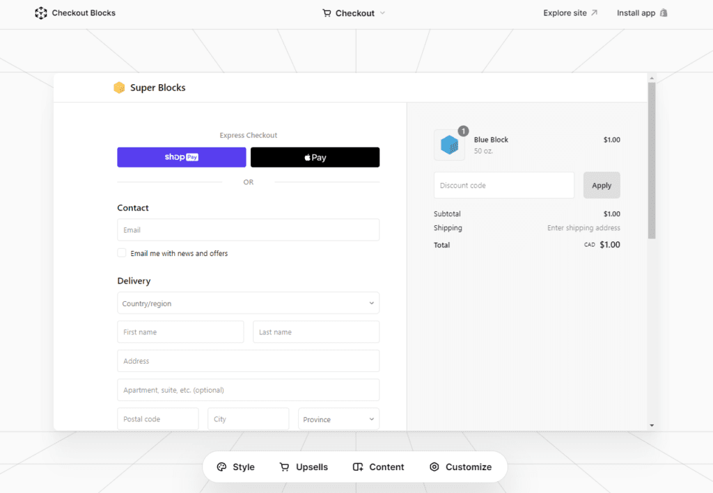 a checkout page customization app for Shopify Plus