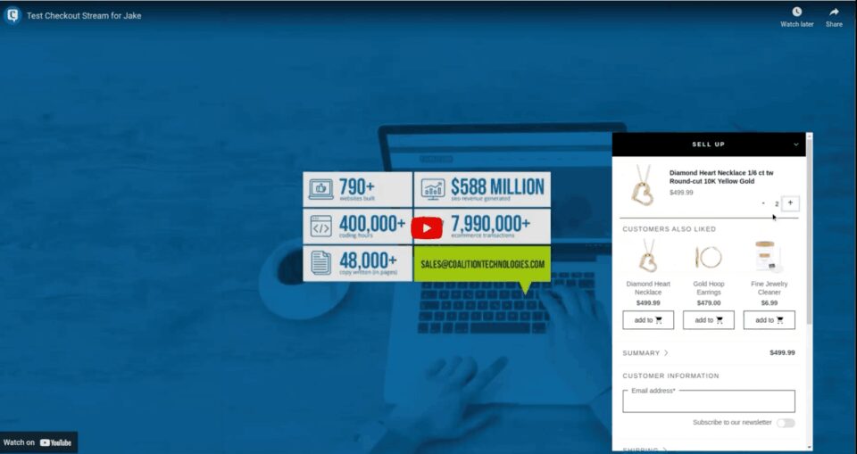 Checkout Unleashed embedded next to an influencer stream