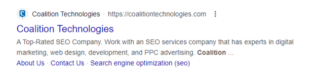 A screenshot of Coalition Technologies meta data