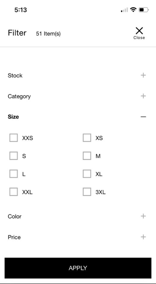 a collapsible mobile menu for faceted search
