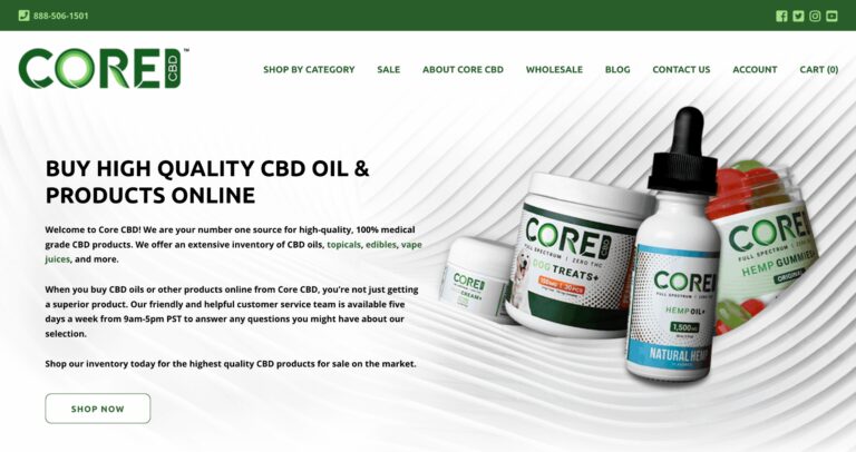 CoreCBD website screenshot