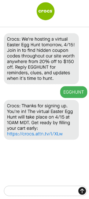 Crocs using gamification marketing for an Easter sale
