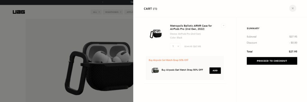a customized Shopify checkout page for headphones