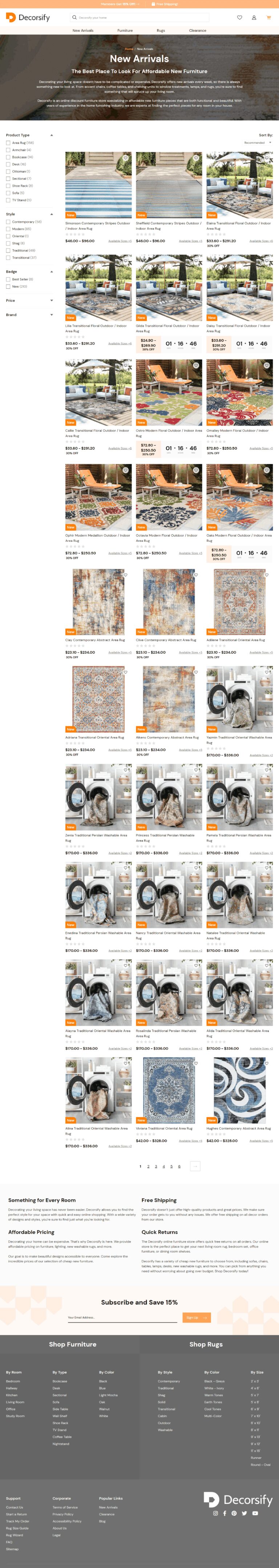Decorsify - New Arrivals landing page
