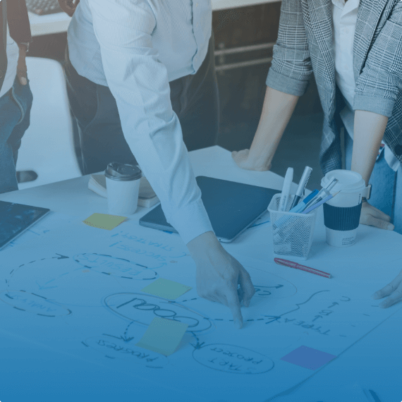 group of professionals discussing digital marketing