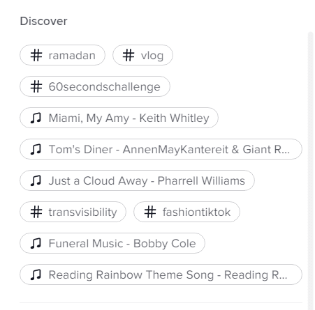 discover hashtags on TikTok