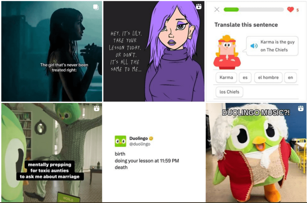 a picture of Duolingo’s Instagram grid