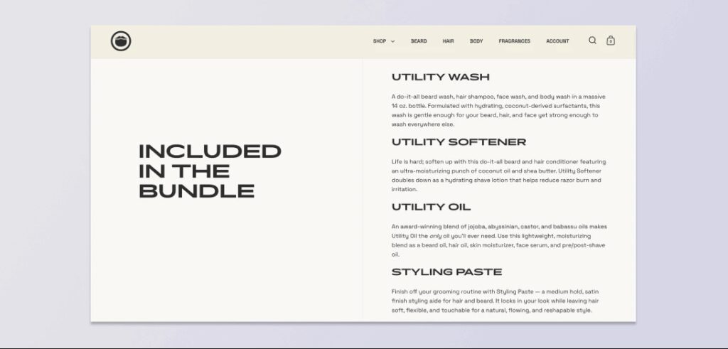 Screenshot of well-formatted ecommerce content with bullet points and subheadings
