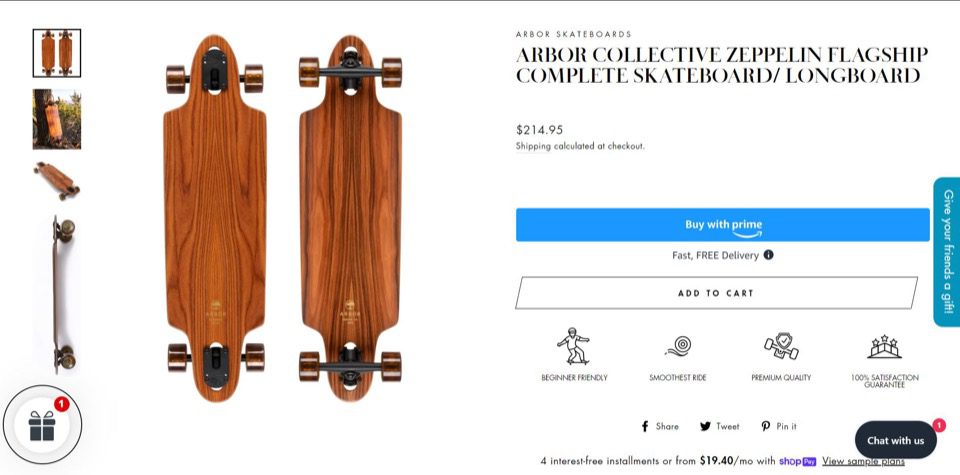 Ecommerce product page with Buy With Prime