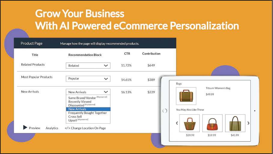 Ecommerce storefront personalized by AI