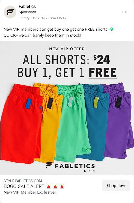 A BOGO offer ad from Fabletics