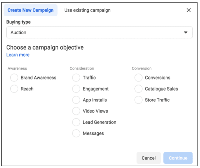 Facebook campaign objective