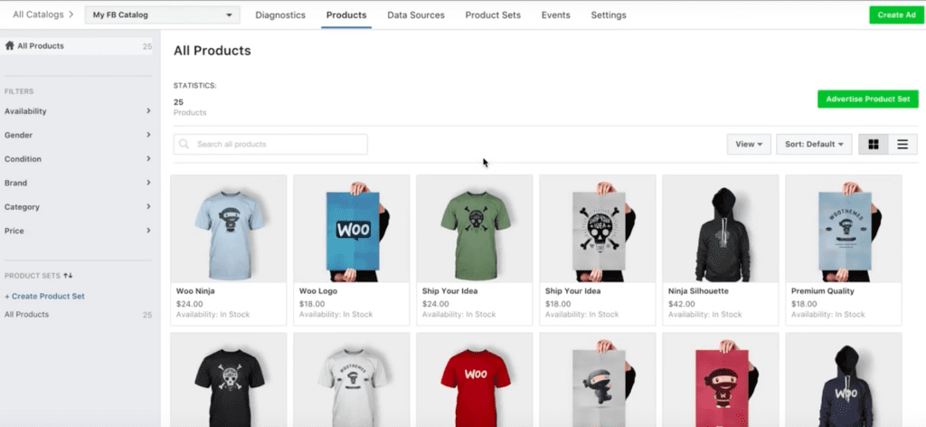 Facebook product catalog