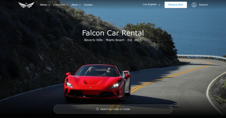 Falcon Car rental homepage screenshot