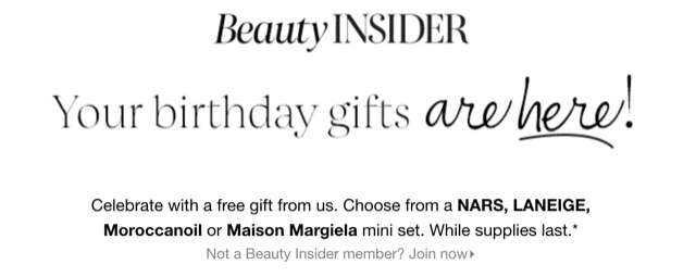 free birthday gift offer