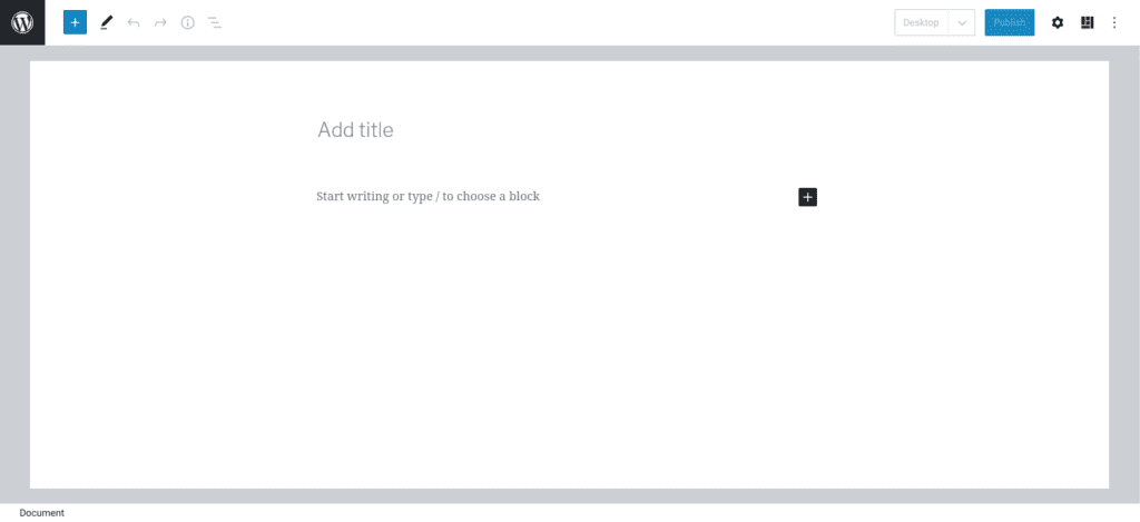 WordPress block editor in fullscreen mode