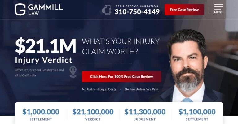 Gamill Law homepage screenshot