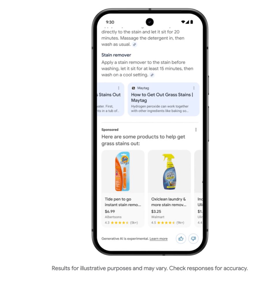 Google’s AI Overviews featuring ads