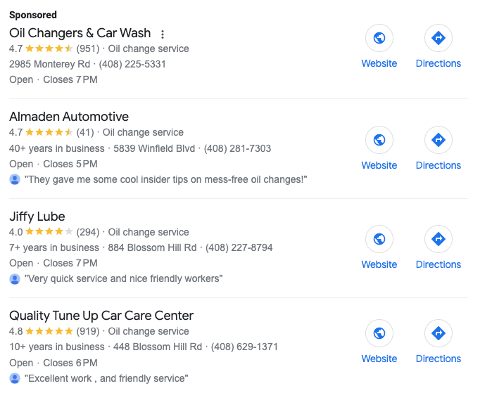 A keyword appearing in Google Business search results

