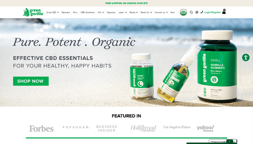 screenshot of Green Gorilla website