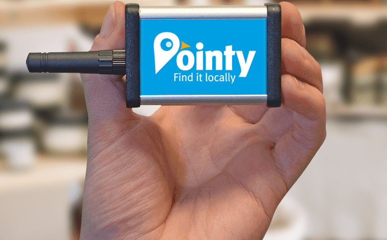 hand holding a Pointy device