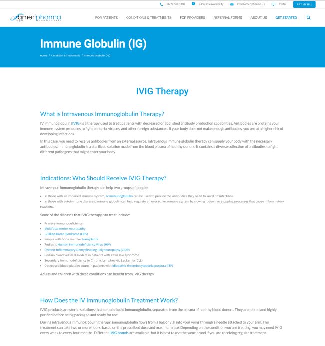 IVIG Therapy landing page for Harper’s Pharmacy