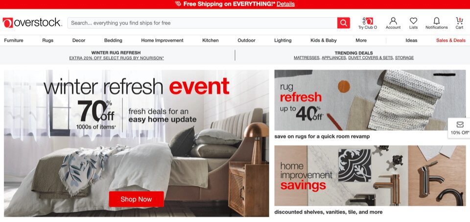 headless homepage for a furniture store