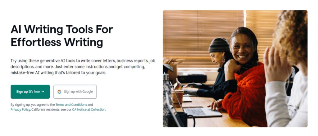 Hero banner for an AI writing tool