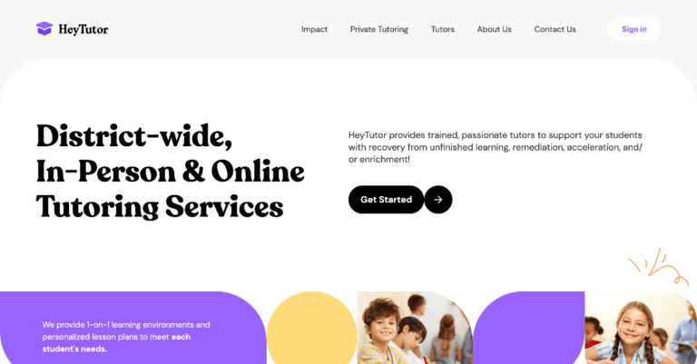 Hey Tutor homepage screenshot