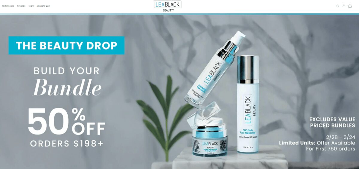 Home page of a beauty brand