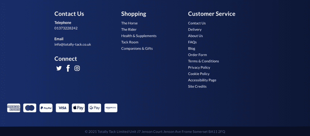 horse tack website payment