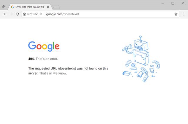 Google 404 error page