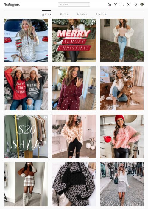 Instagram tagged content for a clothing brand