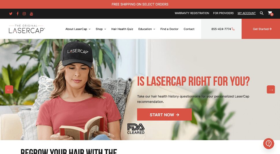 LaserCap homepage screenshot
