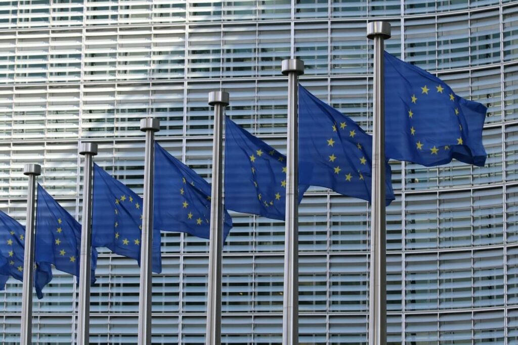 Line of European Union flags